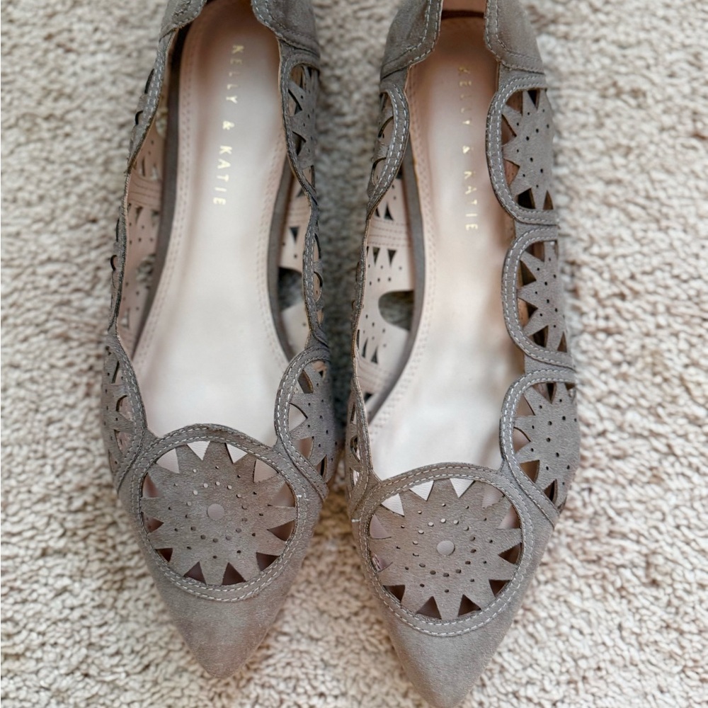 Kelly & Katie Tan Flats with Intricate Cutouts